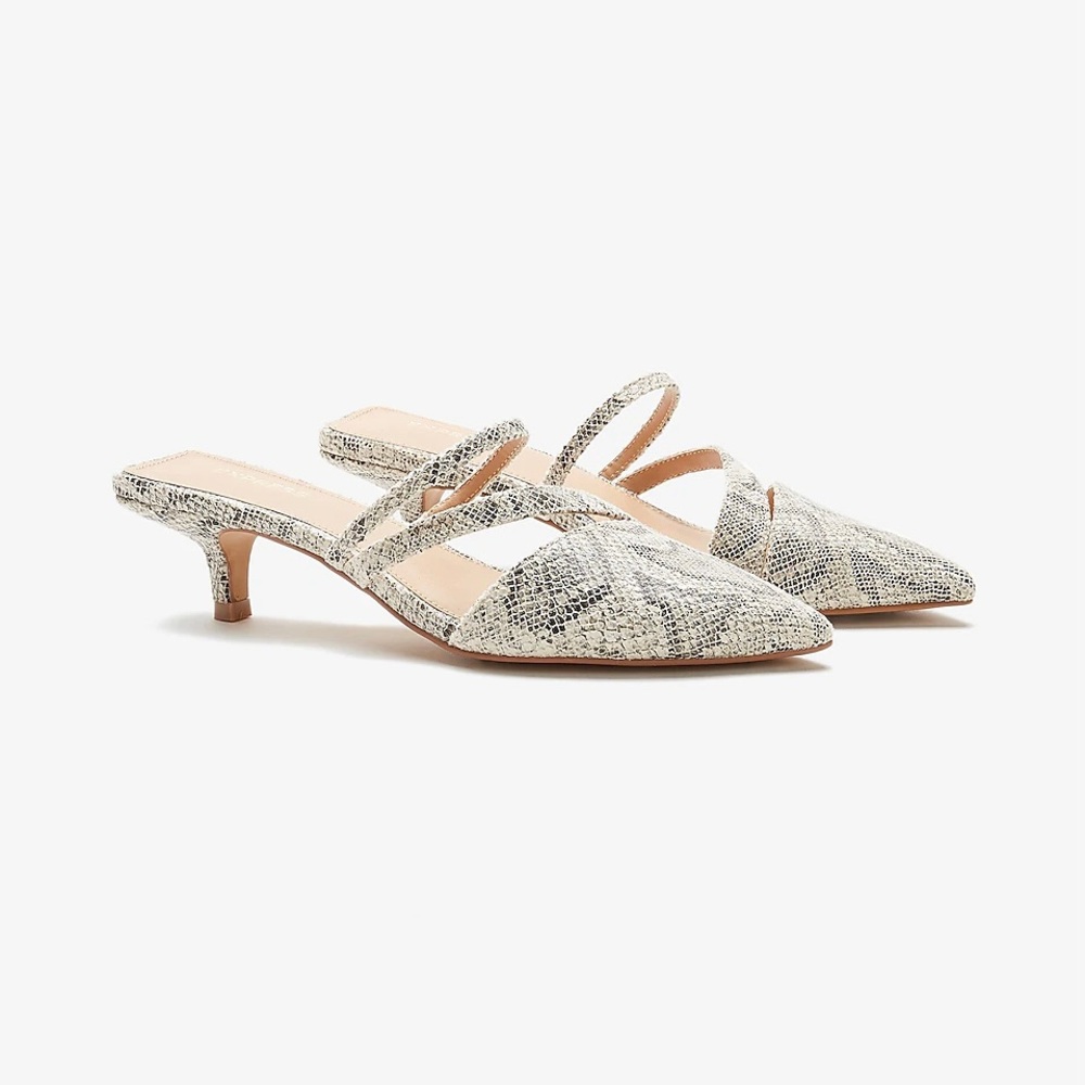Express Snakeskin Asymmetrical Pointed Toe Kitten Heels - Size 9